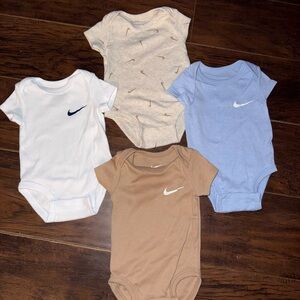 Nike Cream and White Athletic Bodysuit One Piece